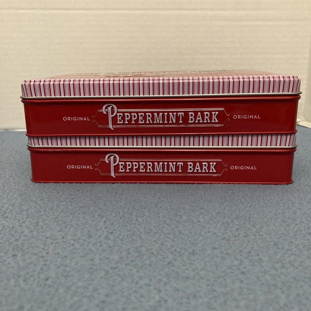Williams Sonama Peppermint Bark 1 lb/16 oz Tins (Empty) from 2024 - Set of 2